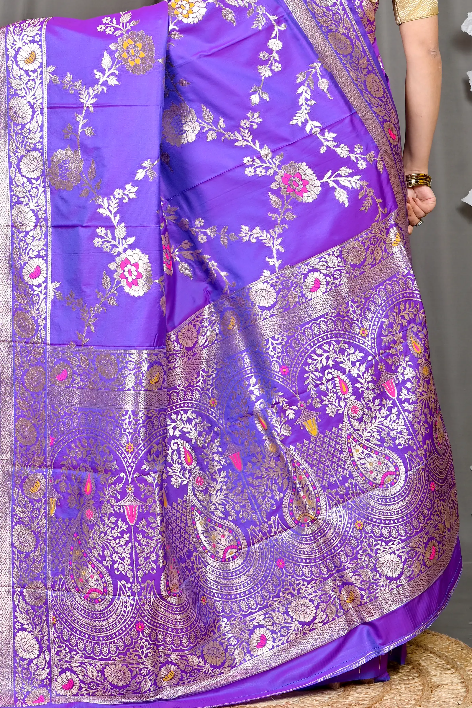 Lavender Cotton Silk Parosha Kathan Saree (509)